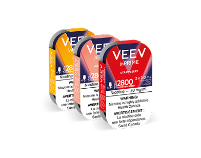 3 VEEV pods on white background