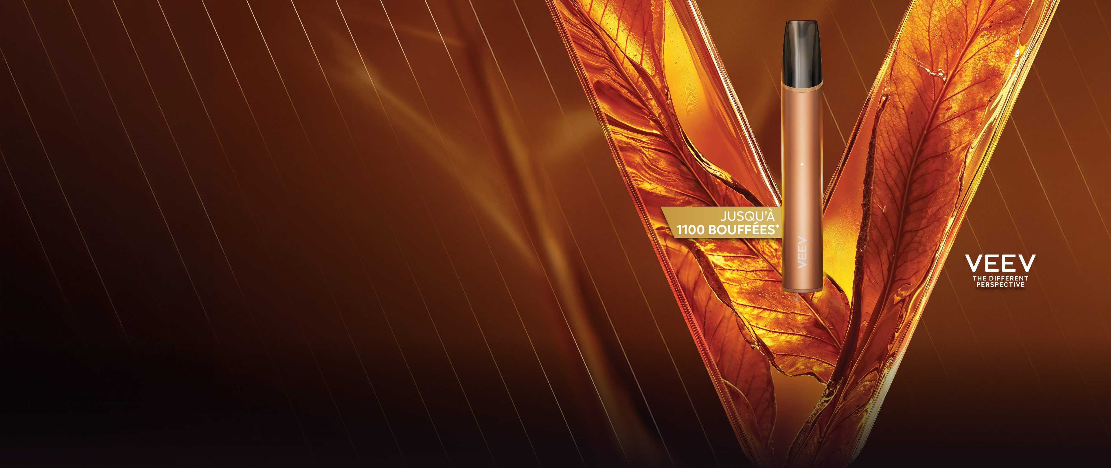 VEEV NOW ULTRA device on brown V background 