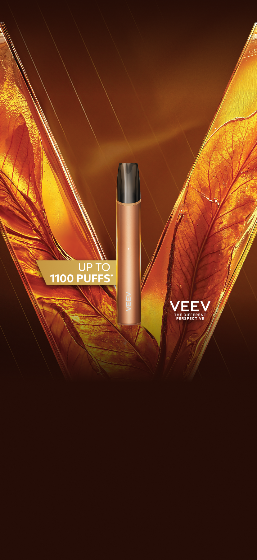 VEEV NOW ULTRA device on brown V background 