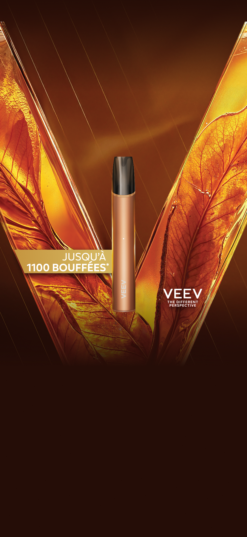 VEEV NOW ULTRA device on brown V background 