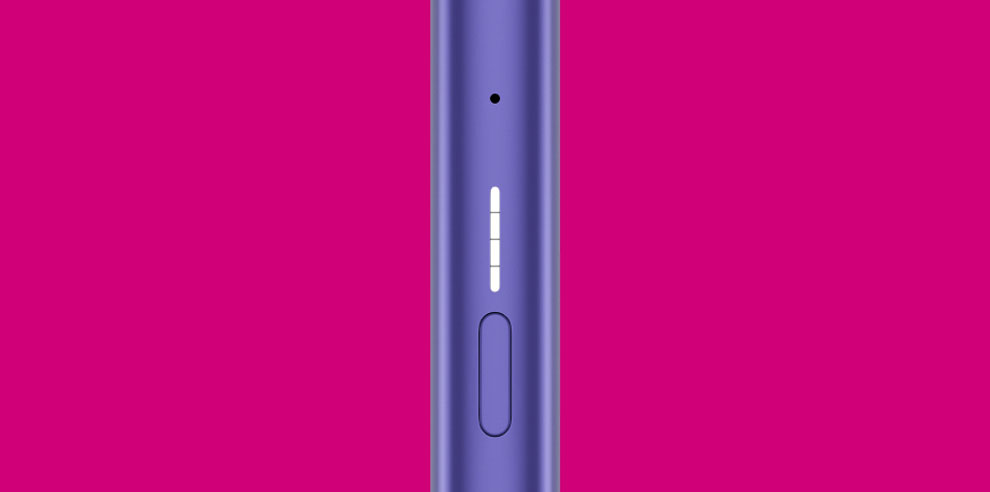 An electric purple VEEV ONE vape device