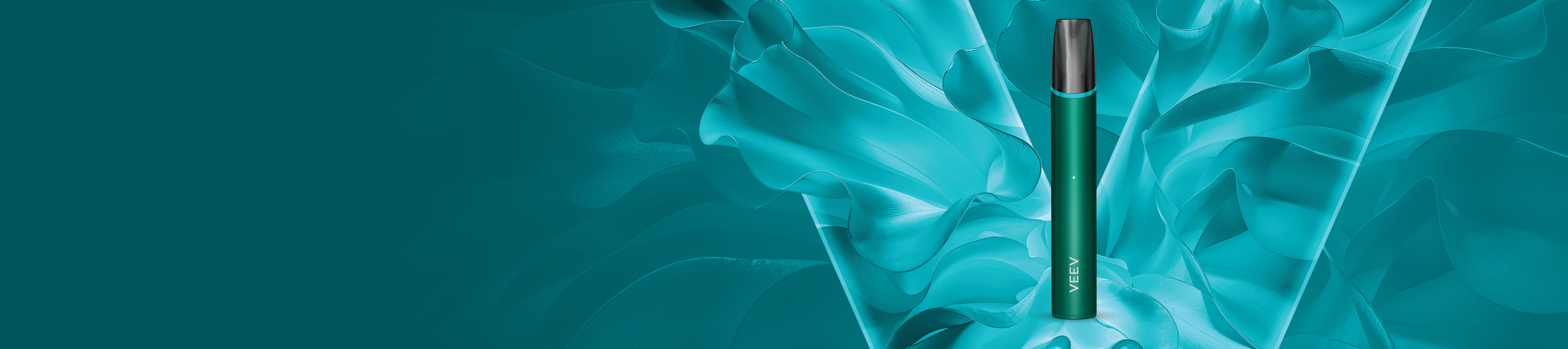 VEEV NOW ULTRA device on turquoise V background 