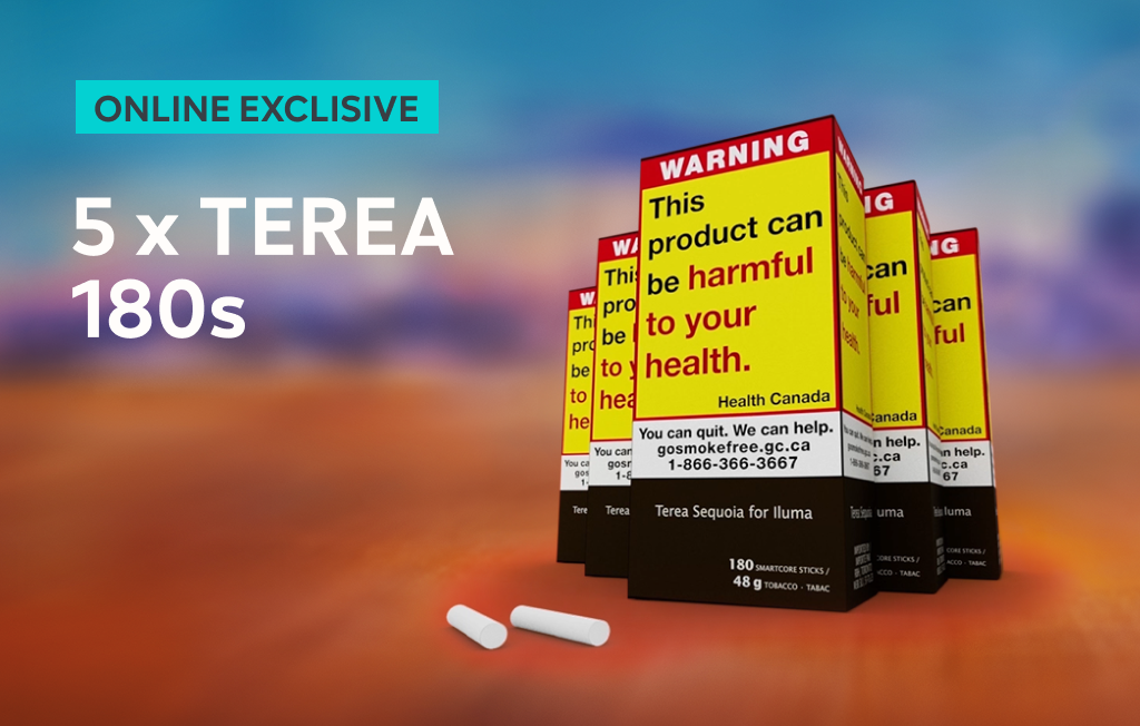 NBI Refresh - Five cartons of TEREA 180s on a table.