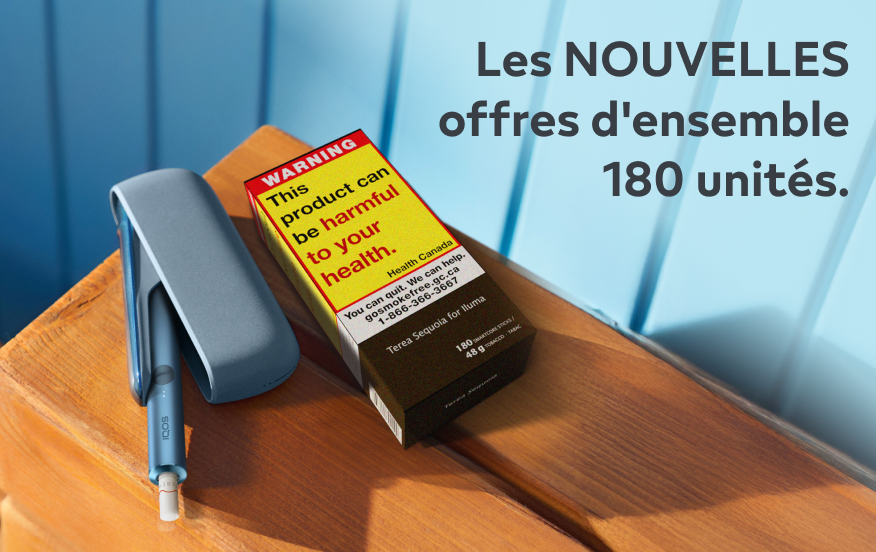 Un IQOS ILUMA ONE bleu azur et une cartouche de TEREA 180 unités sur une table.