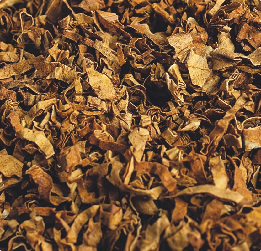Cut tobacco leaves.