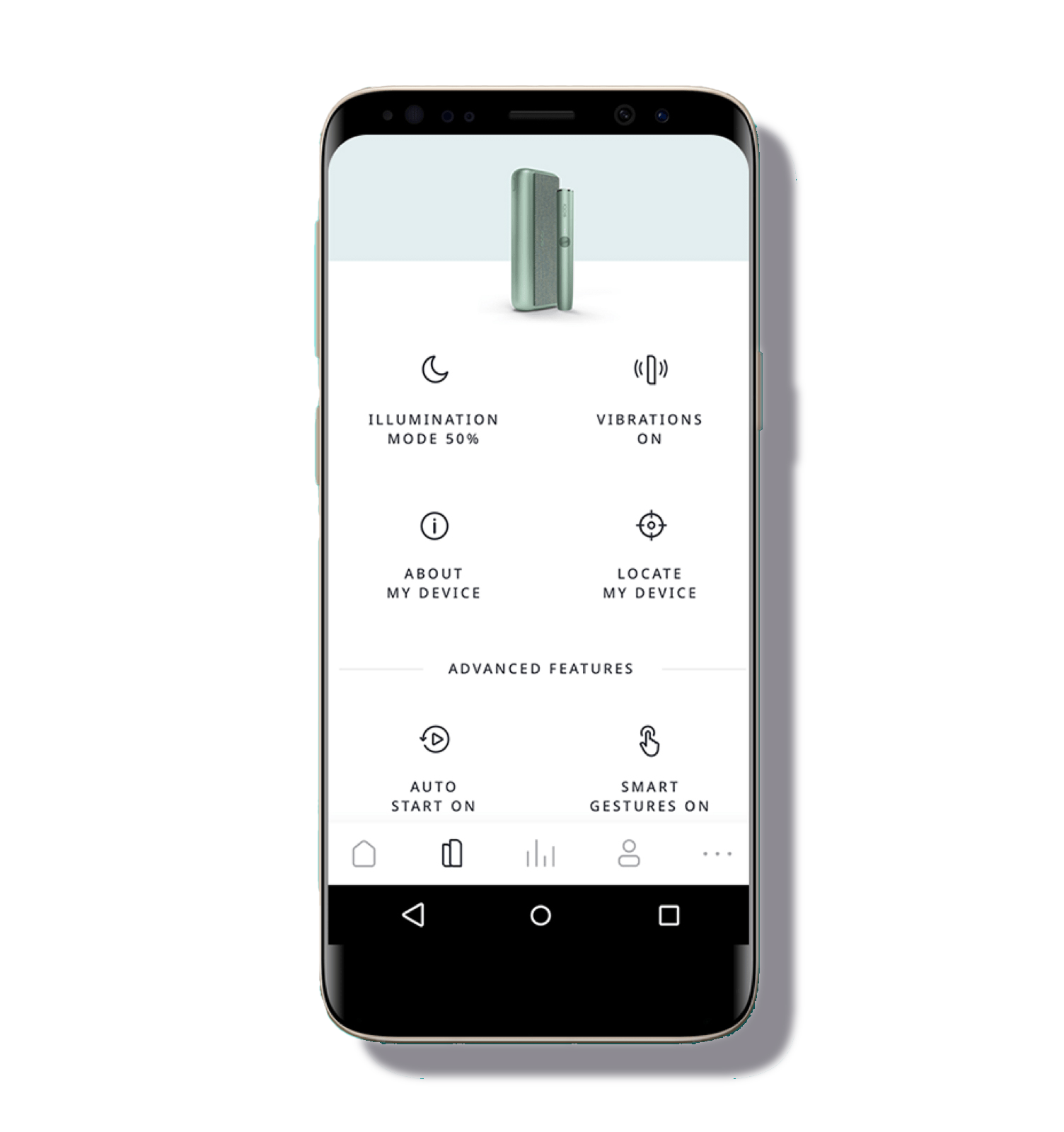 L’application Q-Lab sur un téléphone mobile.