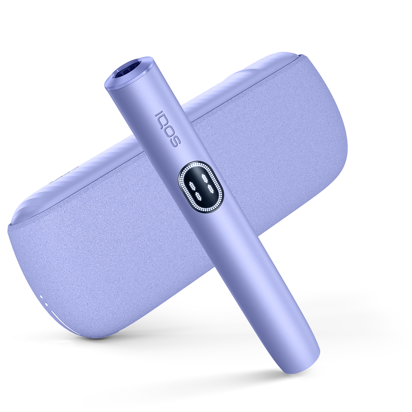 A Digital Violet IQOS ILUMA i device on a white background. 