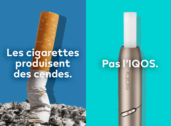 Un cendrier comparé au bâtonnet HEETS dans un support IQOS 3 DUO
