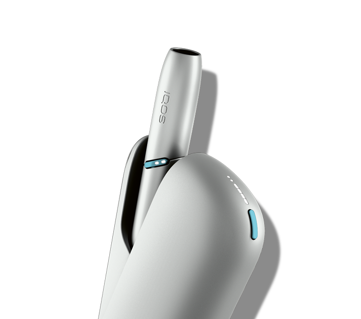 A silver IQOS ORIGINALS DUO.