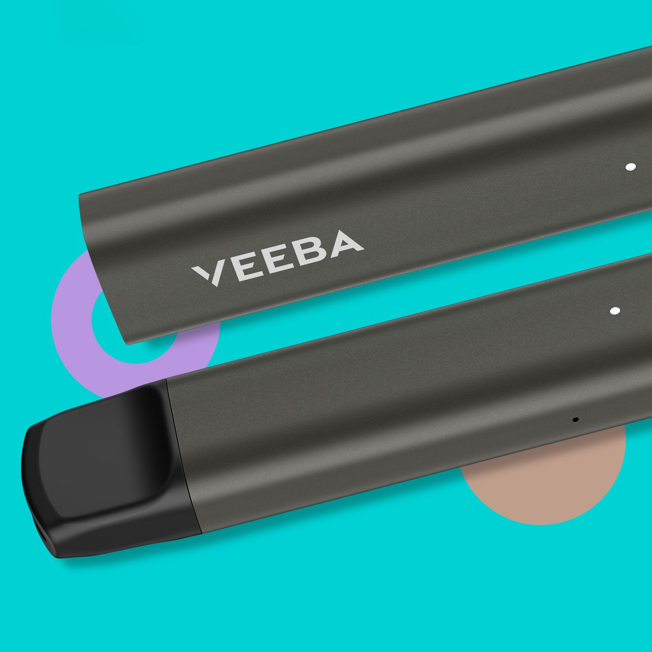 Device with turquoise background