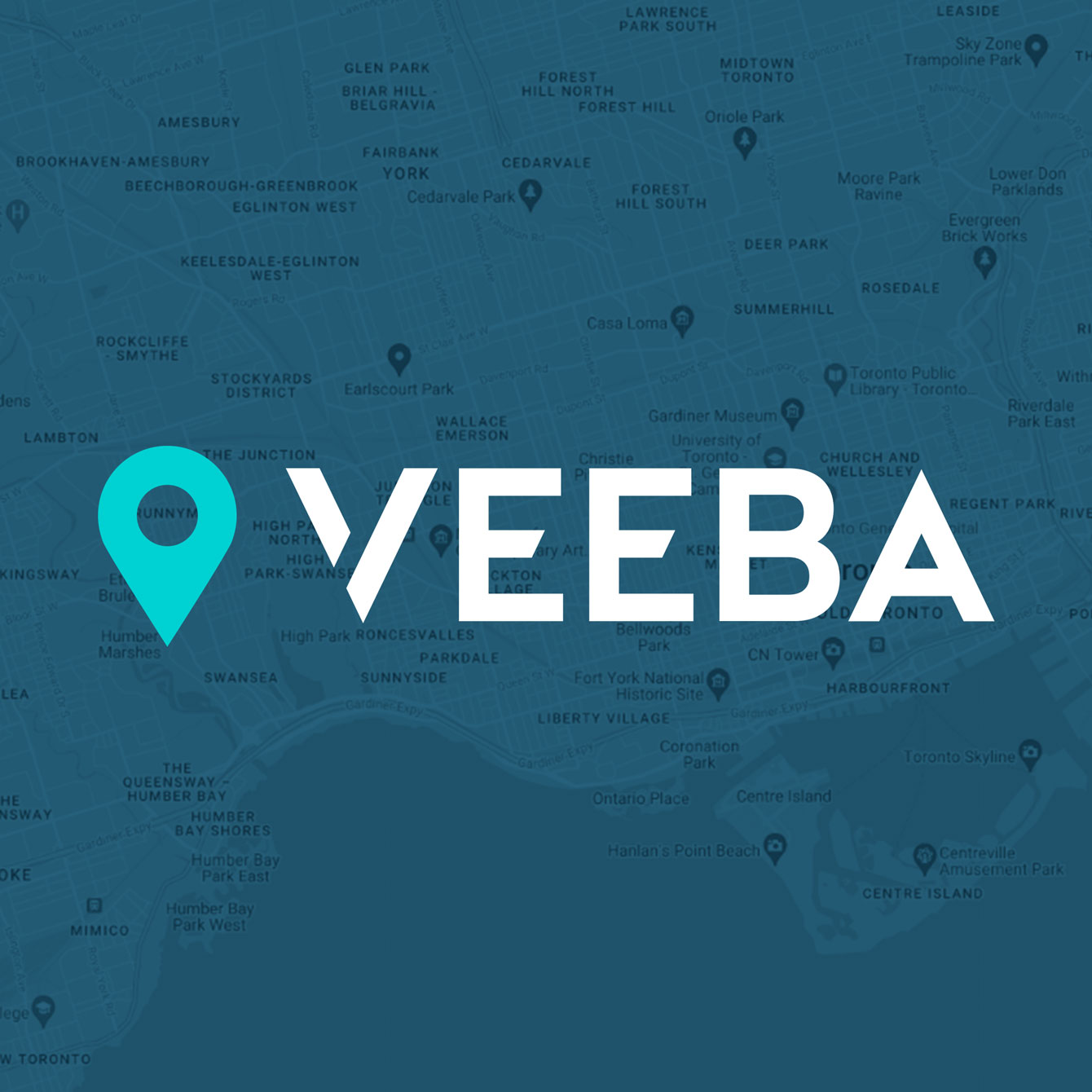 VEEBA Pin map with blue pin