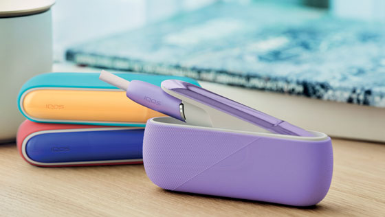 Three IQOS 3 DUOS in colourful accessories