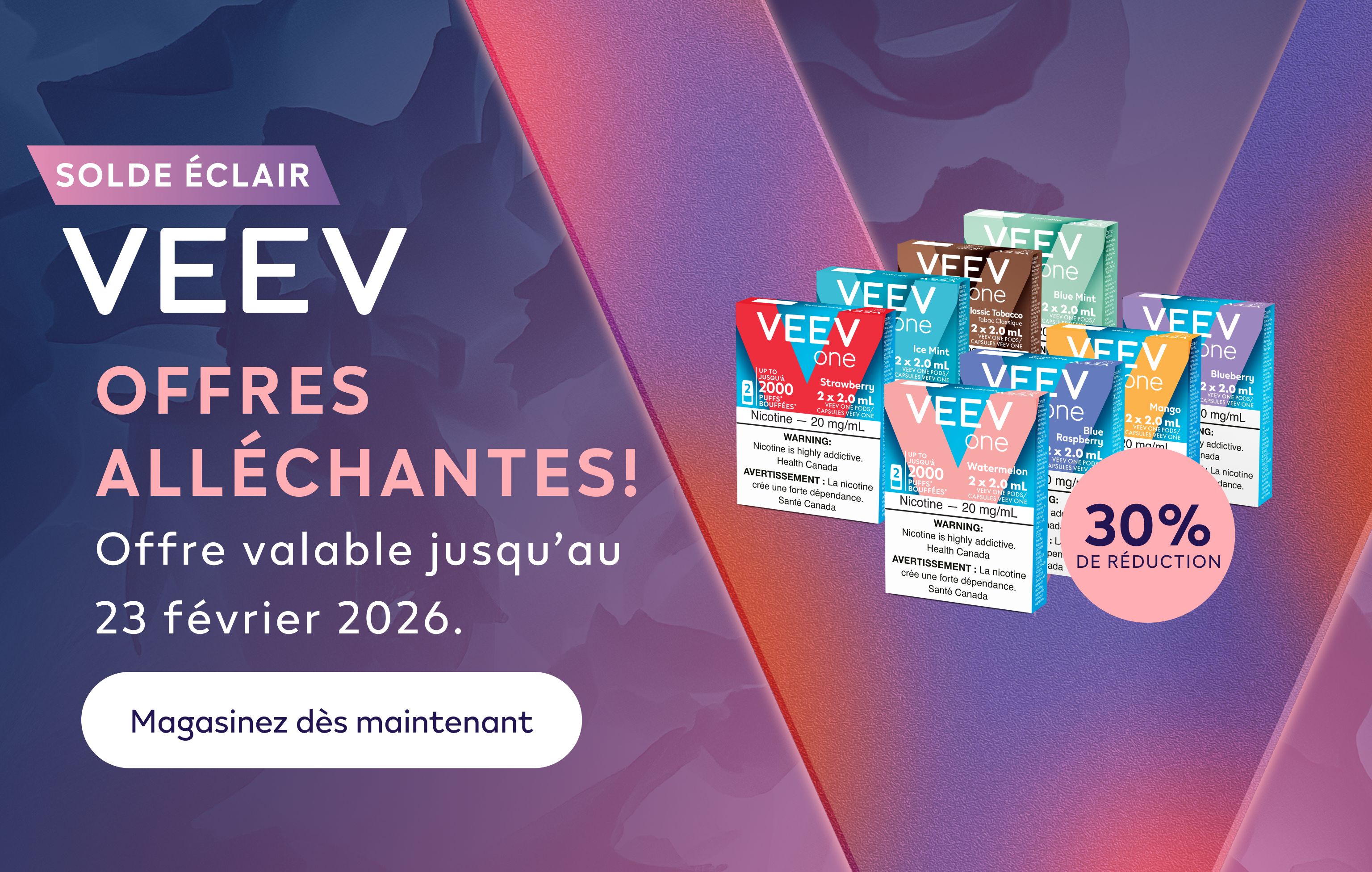 Dispositif VEEV NOW ULTRA sur fond turquoise avec la lettre V