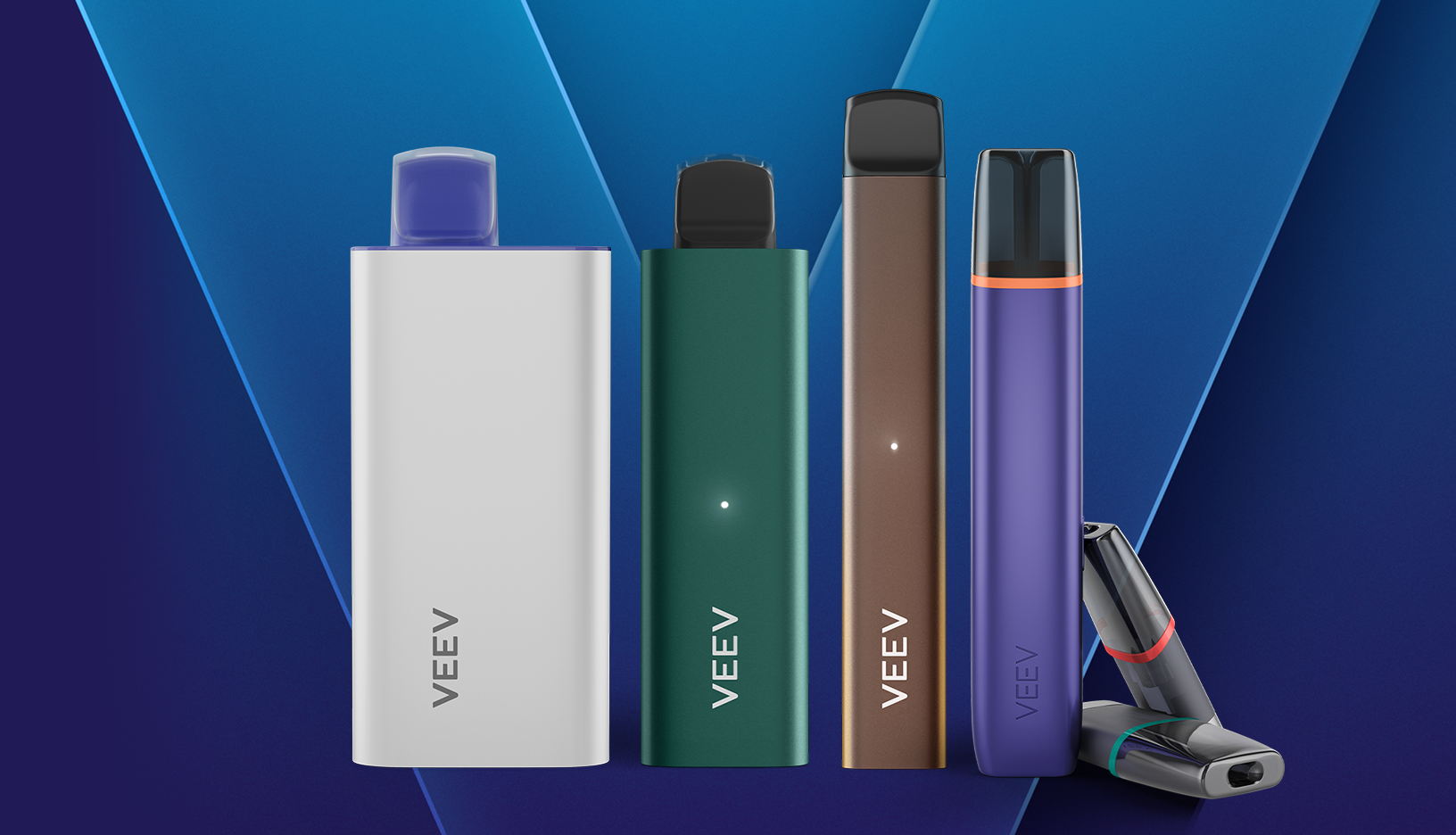 A VEEV NOW disposable and a VEEV ONE device.