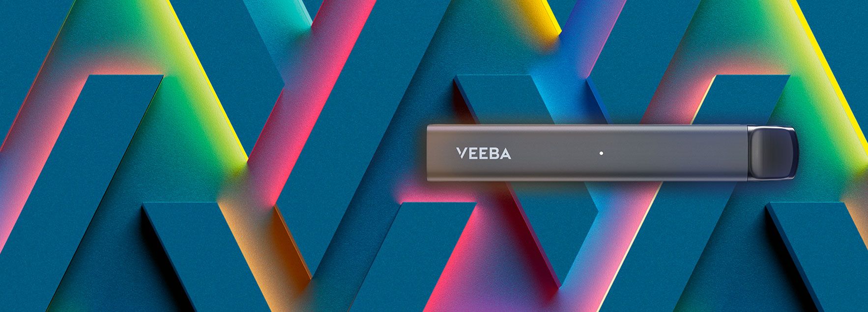 Blue background with VEEBA logo and device