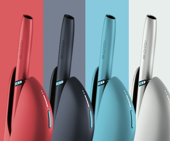 IQOS Originals Duo heated tobacco device in 4 vibrant colors: turquoise, red, silver and black.