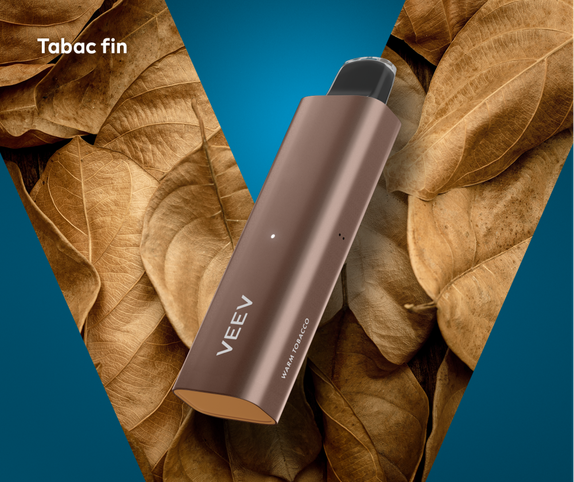 Appareil de vapotage jetable VEEV NOW à saveur Tabac chaud 5 ml main
