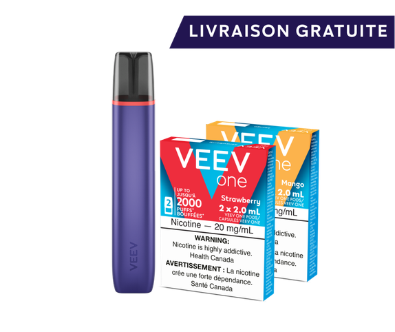 Dispositif VEEV ONE et 2 paquets de pods VEEV ONE  main