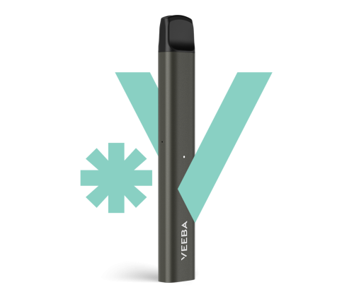 Dispositif VEEBA mentholé avec le signe « V » en bleu clair