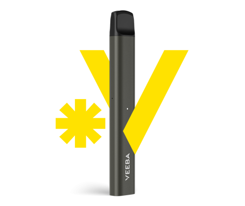 Dispositif VEEBA jaune avec le signe « V » en jaune