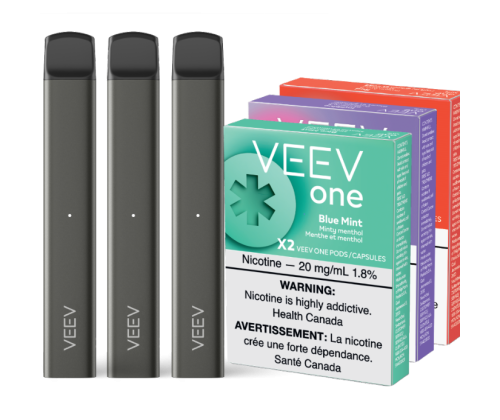 3 packs of VEEV ONE pods and 3 VEEV NOW disposable vapes